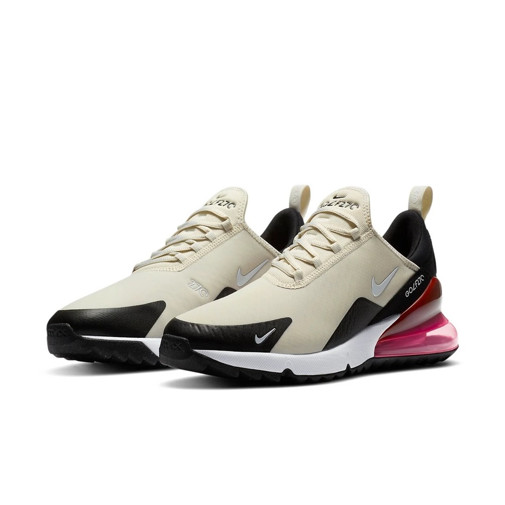 Nike Air Max 270 golf shoes - Tan and Black with Pink Accents